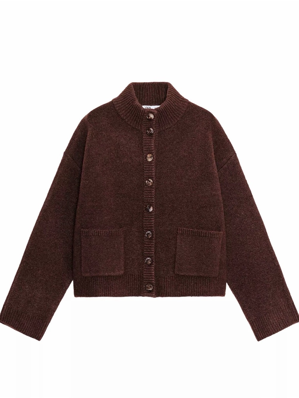 Zara Brown Golden Button Knit Cardigan Sweater Size Small